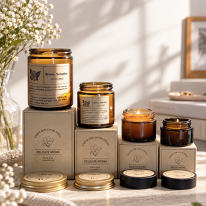 Amber Glass Jar Scented Soy Candles